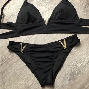Victoria Secret Two Pieces Swimsuit Black with gold details